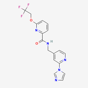 molecular formula C17H14F3N5O2 B7182347 N-[(2-imidazol-1-ylpyridin-4-yl)methyl]-6-(2,2,2-trifluoroethoxy)pyridine-2-carboxamide 