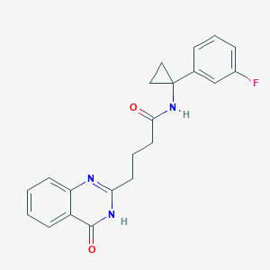 molecular formula C21H20FN3O2 B7182390 N-[1-(3-fluorophenyl)cyclopropyl]-4-(4-oxo-3H-quinazolin-2-yl)butanamide 