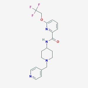 molecular formula C19H21F3N4O2 B7182430 N-[1-(pyridin-4-ylmethyl)piperidin-4-yl]-6-(2,2,2-trifluoroethoxy)pyridine-2-carboxamide 