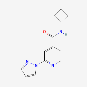 molecular formula C13H14N4O B7182442 N-cyclobutyl-2-pyrazol-1-ylpyridine-4-carboxamide 