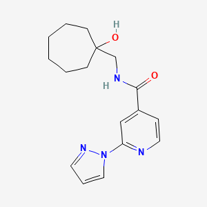 molecular formula C17H22N4O2 B7182480 N-[(1-hydroxycycloheptyl)methyl]-2-pyrazol-1-ylpyridine-4-carboxamide 