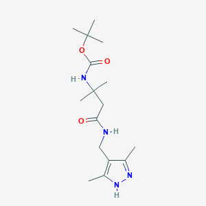 molecular formula C16H28N4O3 B7182596 tert-butyl N-[4-[(3,5-dimethyl-1H-pyrazol-4-yl)methylamino]-2-methyl-4-oxobutan-2-yl]carbamate 