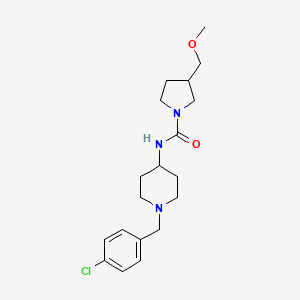 molecular formula C19H28ClN3O2 B7182607 N-[1-[(4-chlorophenyl)methyl]piperidin-4-yl]-3-(methoxymethyl)pyrrolidine-1-carboxamide 