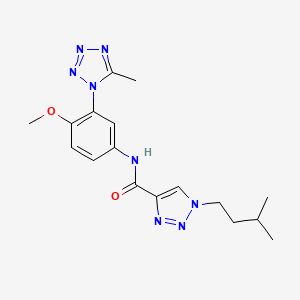 molecular formula C17H22N8O2 B7182647 N-[4-methoxy-3-(5-methyltetrazol-1-yl)phenyl]-1-(3-methylbutyl)triazole-4-carboxamide 