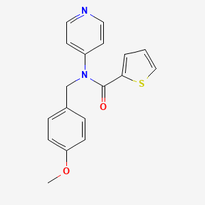 molecular formula C18H16N2O2S B7182677 N-[(4-methoxyphenyl)methyl]-N-pyridin-4-ylthiophene-2-carboxamide 