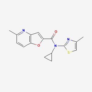 molecular formula C16H15N3O2S B7182685 N-cyclopropyl-5-methyl-N-(4-methyl-1,3-thiazol-2-yl)furo[3,2-b]pyridine-2-carboxamide 