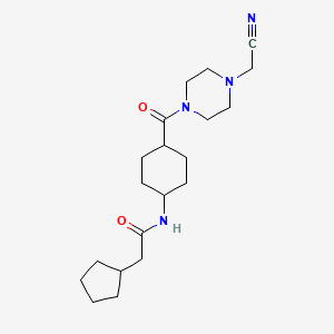 molecular formula C20H32N4O2 B7182711 N-[4-[4-(cyanomethyl)piperazine-1-carbonyl]cyclohexyl]-2-cyclopentylacetamide 