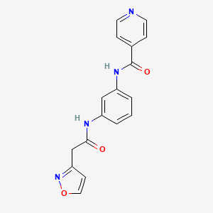 molecular formula C17H14N4O3 B7182760 N-[3-[[2-(1,2-oxazol-3-yl)acetyl]amino]phenyl]pyridine-4-carboxamide 
