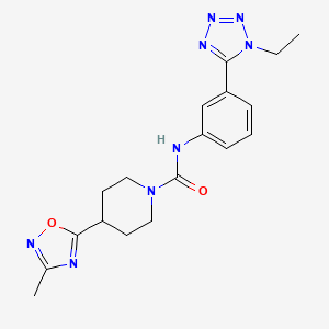 molecular formula C18H22N8O2 B7182761 N-[3-(1-ethyltetrazol-5-yl)phenyl]-4-(3-methyl-1,2,4-oxadiazol-5-yl)piperidine-1-carboxamide 