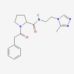 molecular formula C18H23N5O2 B7182767 N-[2-(3-methyl-1,2,4-triazol-4-yl)ethyl]-1-(2-phenylacetyl)pyrrolidine-2-carboxamide 