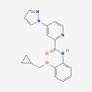 molecular formula C19H18N4O2 B7182826 N-[2-(cyclopropylmethoxy)phenyl]-4-pyrazol-1-ylpyridine-2-carboxamide 