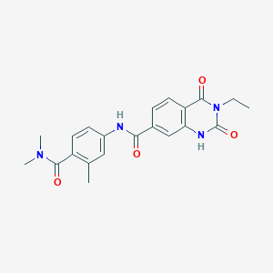 molecular formula C21H22N4O4 B7182831 N-[4-(dimethylcarbamoyl)-3-methylphenyl]-3-ethyl-2,4-dioxo-1H-quinazoline-7-carboxamide 