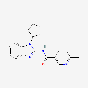 molecular formula C19H20N4O B7182850 N-(1-cyclopentylbenzimidazol-2-yl)-6-methylpyridine-3-carboxamide 