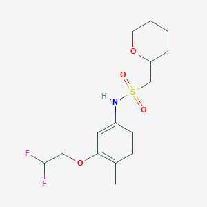 molecular formula C15H21F2NO4S B7182863 N-[3-(2,2-difluoroethoxy)-4-methylphenyl]-1-(oxan-2-yl)methanesulfonamide 