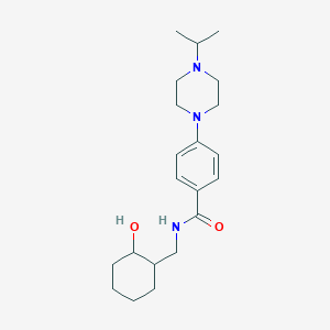 molecular formula C21H33N3O2 B7182939 N-[(2-hydroxycyclohexyl)methyl]-4-(4-propan-2-ylpiperazin-1-yl)benzamide 