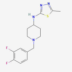 molecular formula C15H18F2N4S B7182991 N-[1-[(3,4-difluorophenyl)methyl]piperidin-4-yl]-5-methyl-1,3,4-thiadiazol-2-amine 