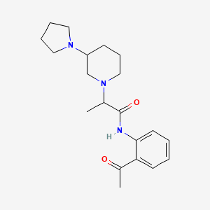 molecular formula C20H29N3O2 B7183062 N-(2-acetylphenyl)-2-(3-pyrrolidin-1-ylpiperidin-1-yl)propanamide 