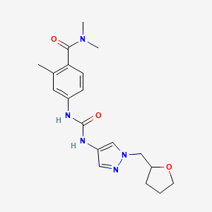 molecular formula C19H25N5O3 B7183165 N,N,2-trimethyl-4-[[1-(oxolan-2-ylmethyl)pyrazol-4-yl]carbamoylamino]benzamide 