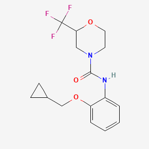 molecular formula C16H19F3N2O3 B7183169 N-[2-(cyclopropylmethoxy)phenyl]-2-(trifluoromethyl)morpholine-4-carboxamide 