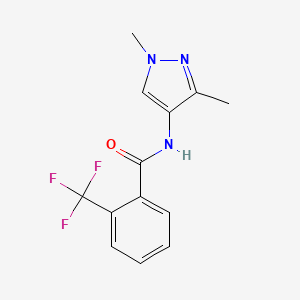 molecular formula C13H12F3N3O B7183317 N-(1,3-dimethylpyrazol-4-yl)-2-(trifluoromethyl)benzamide 