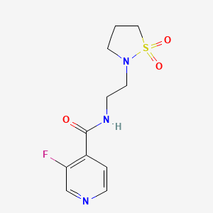 molecular formula C11H14FN3O3S B7183369 N-[2-(1,1-dioxo-1,2-thiazolidin-2-yl)ethyl]-3-fluoropyridine-4-carboxamide 