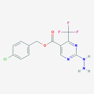 molecular formula C13H10ClF3N4O2 B071834 5-(4-chlorobenzyloxycarbonyl)-4-(trifluoromethyl)pyrimidin-2-yl hydrazine CAS No. 175137-33-4