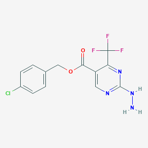 molecular formula C13H10ClF3N4O2 B071834 (4-Chlorophenyl)methyl 2-hydrazinyl-4-(trifluoromethyl)pyrimidine-5-carboxylate CAS No. 175137-33-4