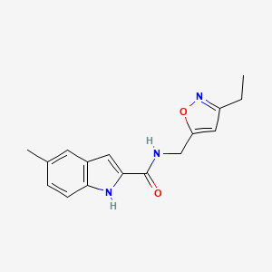 molecular formula C16H17N3O2 B7183401 N-[(3-ethyl-1,2-oxazol-5-yl)methyl]-5-methyl-1H-indole-2-carboxamide 