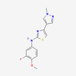 molecular formula C14H13FN4OS B7183479 N-(3-fluoro-4-methoxyphenyl)-4-(1-methylpyrazol-4-yl)-1,3-thiazol-2-amine 