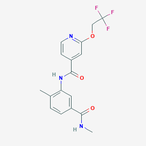molecular formula C17H16F3N3O3 B7183574 N-[2-methyl-5-(methylcarbamoyl)phenyl]-2-(2,2,2-trifluoroethoxy)pyridine-4-carboxamide 
