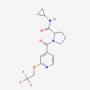 molecular formula C16H18F3N3O3 B7183581 N-cyclopropyl-1-[2-(2,2,2-trifluoroethoxy)pyridine-4-carbonyl]pyrrolidine-2-carboxamide 