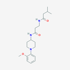 molecular formula C20H31N3O3 B7183619 N-[3-[[1-(2-methoxyphenyl)piperidin-4-yl]amino]-3-oxopropyl]-3-methylbutanamide 