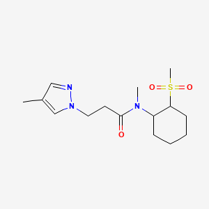 molecular formula C15H25N3O3S B7183655 N-methyl-3-(4-methylpyrazol-1-yl)-N-(2-methylsulfonylcyclohexyl)propanamide 