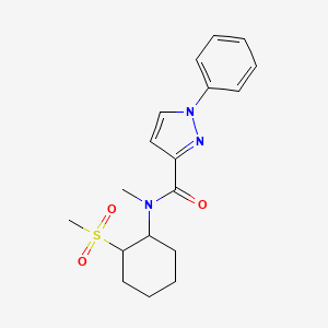 molecular formula C18H23N3O3S B7183677 N-methyl-N-(2-methylsulfonylcyclohexyl)-1-phenylpyrazole-3-carboxamide 