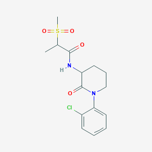 molecular formula C15H19ClN2O4S B7183795 N-[1-(2-chlorophenyl)-2-oxopiperidin-3-yl]-2-methylsulfonylpropanamide 