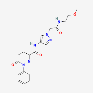 molecular formula C19H22N6O4 B7183857 N-[1-[2-(2-methoxyethylamino)-2-oxoethyl]pyrazol-4-yl]-6-oxo-1-phenyl-4,5-dihydropyridazine-3-carboxamide 