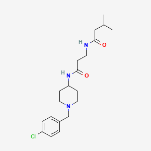 molecular formula C20H30ClN3O2 B7183899 N-[3-[[1-[(4-chlorophenyl)methyl]piperidin-4-yl]amino]-3-oxopropyl]-3-methylbutanamide 