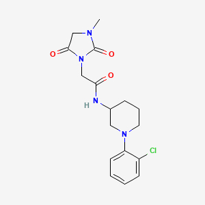 molecular formula C17H21ClN4O3 B7184106 N-[1-(2-chlorophenyl)piperidin-3-yl]-2-(3-methyl-2,5-dioxoimidazolidin-1-yl)acetamide 