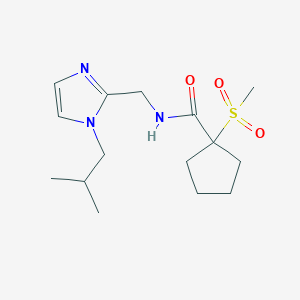 molecular formula C15H25N3O3S B7184147 N-[[1-(2-methylpropyl)imidazol-2-yl]methyl]-1-methylsulfonylcyclopentane-1-carboxamide 