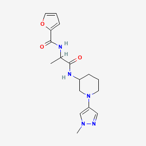 molecular formula C17H23N5O3 B7184205 N-[1-[[1-(1-methylpyrazol-4-yl)piperidin-3-yl]amino]-1-oxopropan-2-yl]furan-2-carboxamide 