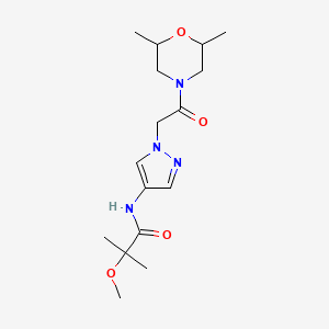 molecular formula C16H26N4O4 B7184227 N-[1-[2-(2,6-dimethylmorpholin-4-yl)-2-oxoethyl]pyrazol-4-yl]-2-methoxy-2-methylpropanamide 
