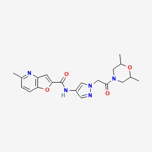 molecular formula C20H23N5O4 B7184245 N-[1-[2-(2,6-dimethylmorpholin-4-yl)-2-oxoethyl]pyrazol-4-yl]-5-methylfuro[3,2-b]pyridine-2-carboxamide 