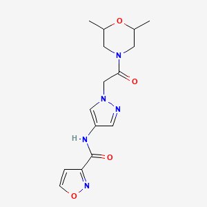 molecular formula C15H19N5O4 B7184257 N-[1-[2-(2,6-dimethylmorpholin-4-yl)-2-oxoethyl]pyrazol-4-yl]-1,2-oxazole-3-carboxamide 