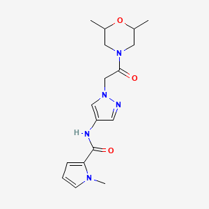 molecular formula C17H23N5O3 B7184264 N-[1-[2-(2,6-dimethylmorpholin-4-yl)-2-oxoethyl]pyrazol-4-yl]-1-methylpyrrole-2-carboxamide 