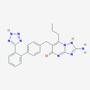 molecular formula C22H21N9O B071843 (1,2,4)Triazolo(1,5-a)pyrimidin-5(1H)-one, 2-amino-7-propyl-6-((2'-(1H-tetrazol-5-yl)(1,1'-biphenyl)-4-yl)methyl)- CAS No. 168152-76-9