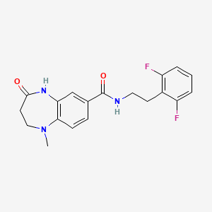 molecular formula C19H19F2N3O2 B7184313 N-[2-(2,6-difluorophenyl)ethyl]-1-methyl-4-oxo-3,5-dihydro-2H-1,5-benzodiazepine-7-carboxamide 