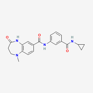 molecular formula C21H22N4O3 B7184324 N-[3-(cyclopropylcarbamoyl)phenyl]-1-methyl-4-oxo-3,5-dihydro-2H-1,5-benzodiazepine-7-carboxamide 