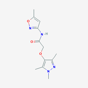 molecular formula C12H16N4O3 B7184437 N-(5-methyl-1,2-oxazol-3-yl)-2-(1,3,5-trimethylpyrazol-4-yl)oxyacetamide 