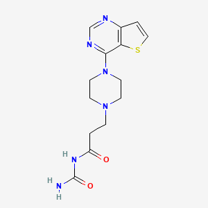 molecular formula C14H18N6O2S B7184459 N-carbamoyl-3-(4-thieno[3,2-d]pyrimidin-4-ylpiperazin-1-yl)propanamide 