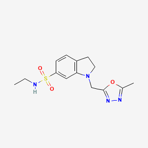 molecular formula C14H18N4O3S B7184497 N-ethyl-1-[(5-methyl-1,3,4-oxadiazol-2-yl)methyl]-2,3-dihydroindole-6-sulfonamide 